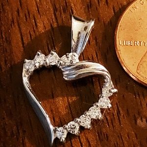 Sterling Silver CZ Heart Pendant Necklace